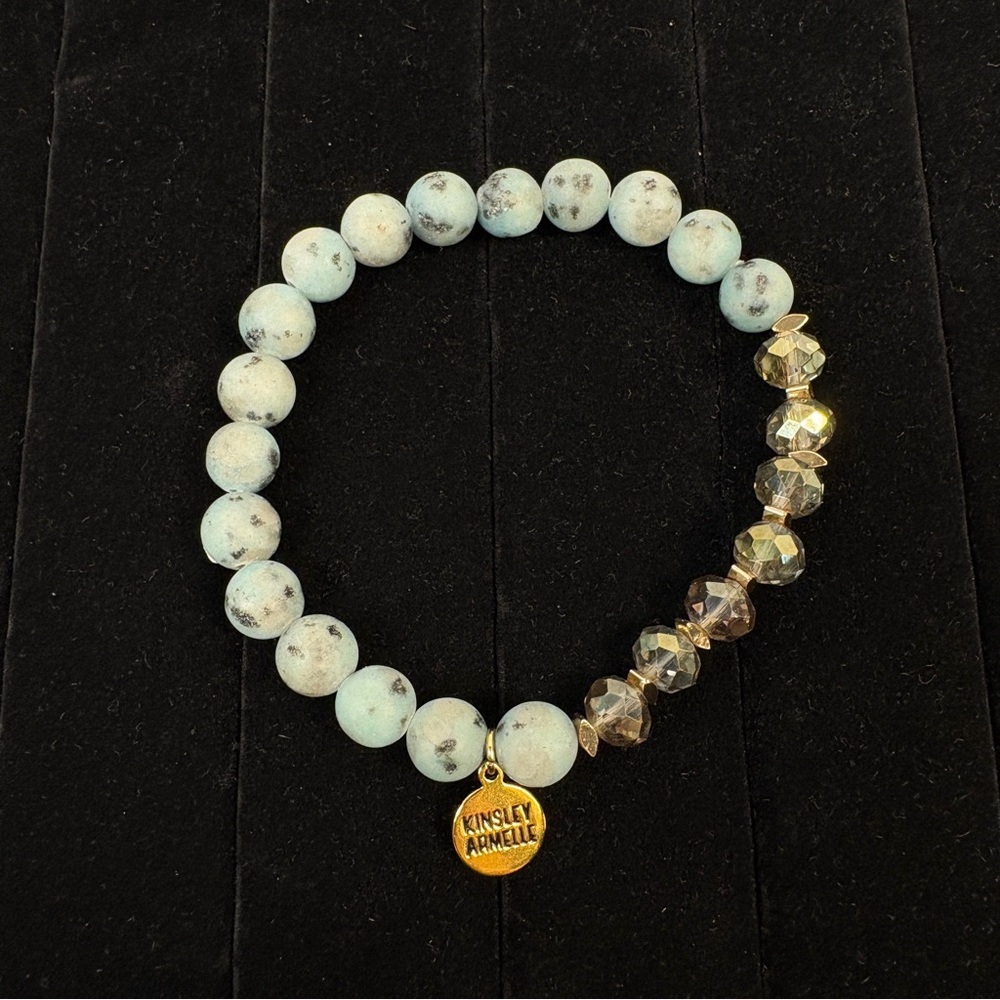 Kinsley Armelle Natural Amazonite Stone & Faceted Glass Beaded Bracelet